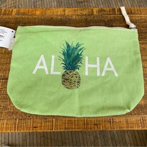 SoHa Living Hawaii green Aloha cosmetic zipper bag NWT